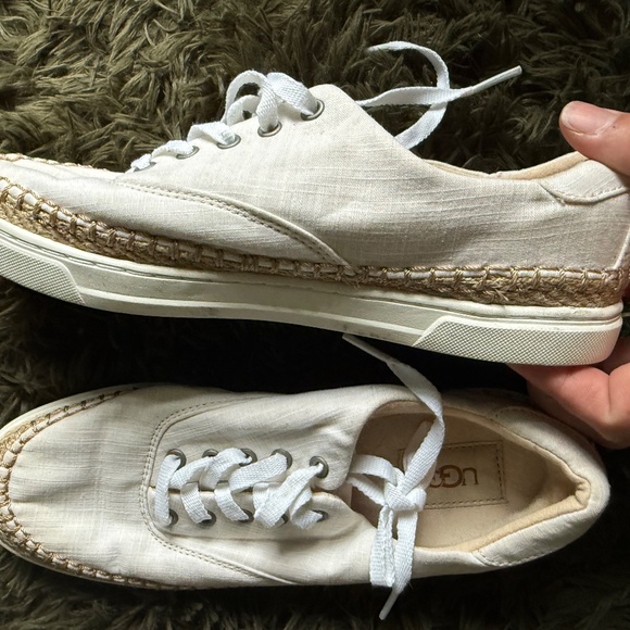 UGG White Canvas Sneakers Women's size 8 - Picture 5 of 10
